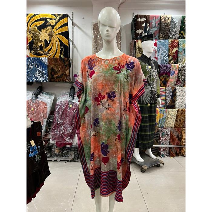 Daster Sunan Kaftan Bordir Pendek Batik Elegan Katun Tebal