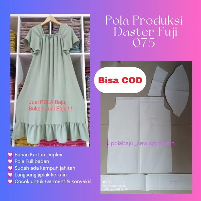 POLA DASTER FUJI 075 - Pola Baju Instan untuk Produksi Homedress kekinian