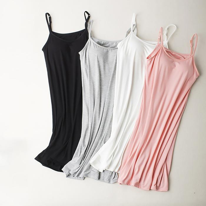 Home Dress Women Cotton With Chest Pad Club Pajama Party Camisole Dress Sexy Night Long Dress Women 