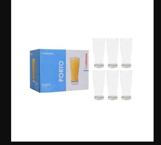 Gelas Tinggi 6 Pcs PORTO Gelas Minuman Gelas Jus