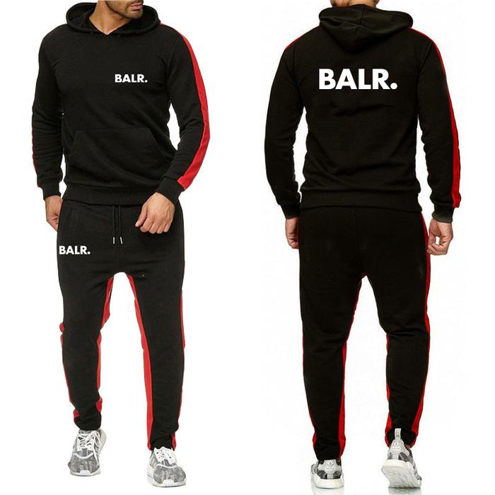 BALR Men New Spring and Autumn Print Pullover Hoodie + Leisure Trousers Sets Tracksuit Sport Comfort