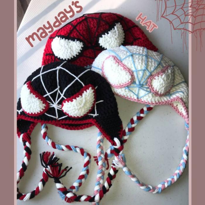 TERMURAH Spiderman Beanie Mayday's Hat Crochet || Topi Rajut Spiderman Mayday READY STOCK