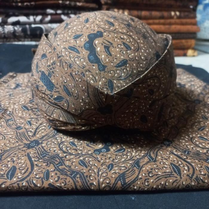 ASLI Blangkon Variasi Solo Purbawan Motif Jarik Sidomukti Coklat Tua READY STOCK