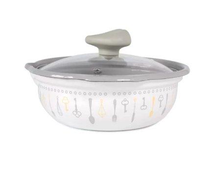 Panci Enamel Chandelier Mi Pot Miepot Tutup Kaca 18 cm Chefina