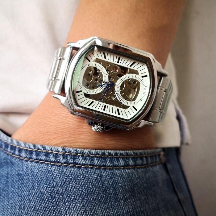 ORKINA New Fashion Men Watches Silver Stainless Steel Forsining Luxury Top Brand Mechanical Automati