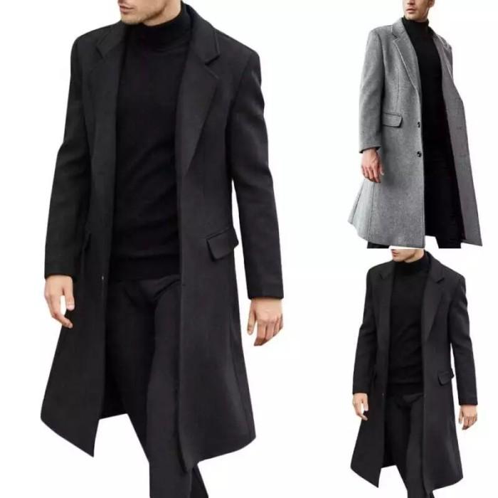 jubah blazer panjang pria keren long coat selutut terbaru 774
