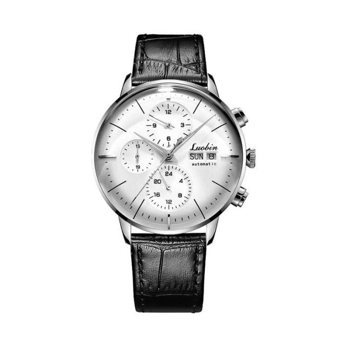 Jam Tangan Pria Stainless Steel Men's  Automatic Mechanical Movement Calendar Week 24 Hours Display 