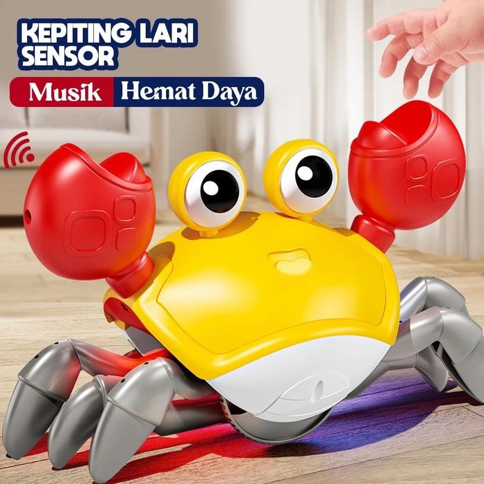 MINISTAR Mainan Kepiting Mainan Edukasi Anak Hewan Lucu Kepiting dengan Sensor dan Musik