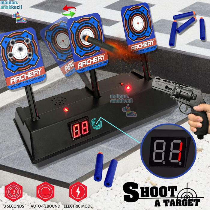 Mainan Latihan Menembak Shoot A Target Elektronik Sasaran Tembak Nerf Gun Otomatis Digital