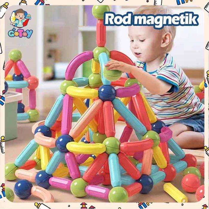 25/42/64/84pcs Magnetic Sticks Blocks Merakit Mainan-Mainan Edukasi Anak Berbagai Splicing Tongkat M