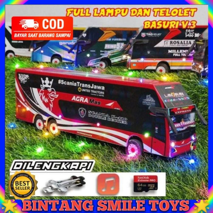 MAINAN ANAK BUS TELOLET BASURI BIS ADA LAMPU BISA SUARA TELOLET / MAINAN ANAK MOBIL BUS TELOLET BASU