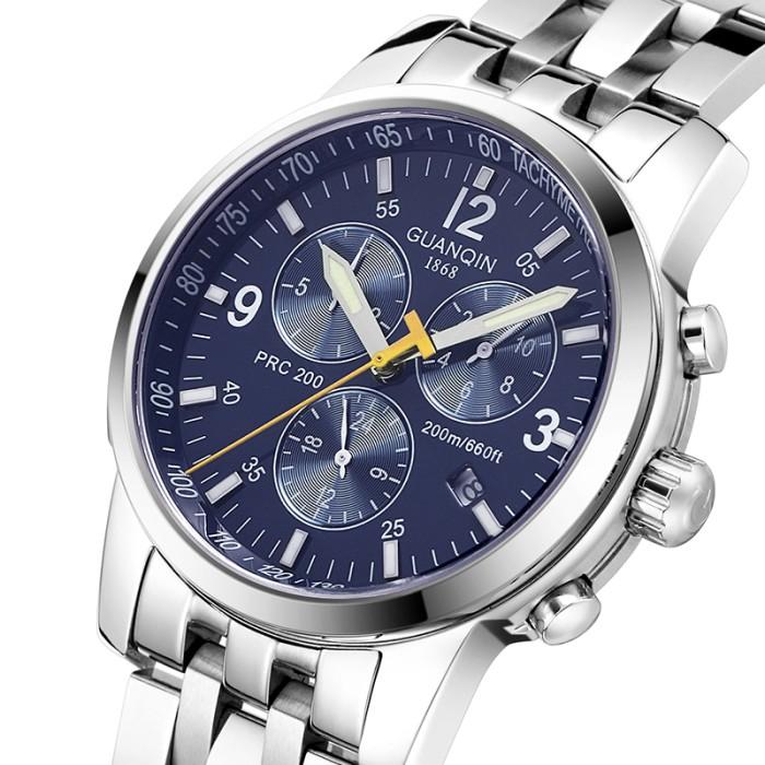 Jam Tangan Original Pria GUANQIN Week Calendar Mechanical Luxury Men's watches Stainless steel Lumin