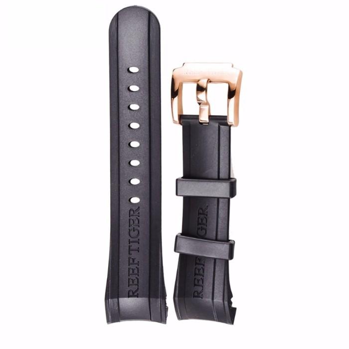 Jam Tangan Original Pria Reef Tiger/RT Watch Band 29 CM Black Rubber Watch Strap with Tang Buckle fo