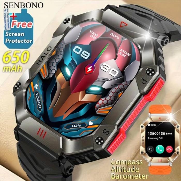 Jam Tangan Pria SENBONO 2023 Men Smartwatch Compass Barometer