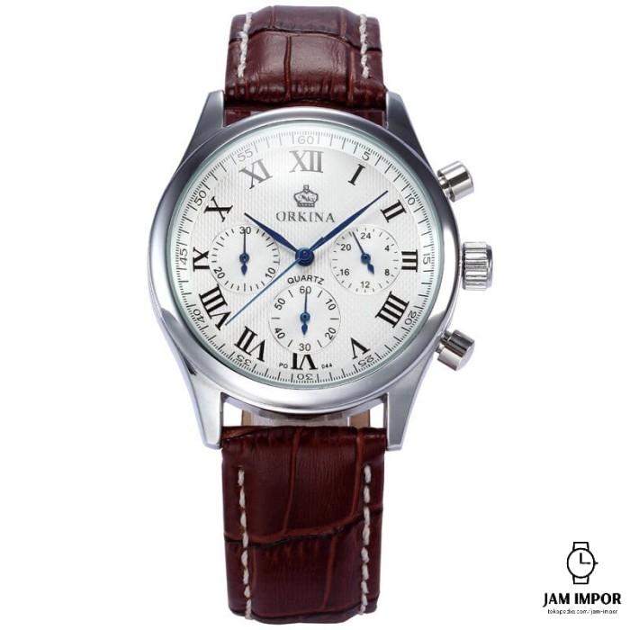 Jam Tangan Pria Mens Watches MG. ORKINA Dapper Case Blue Pins Male