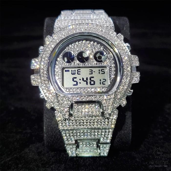 Jam Tangan Pria Hip Hop MISSFOX Fully Iced Out Men Watches Digital