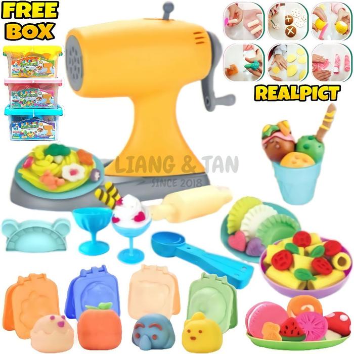 ( BISA COD ) PROMO Mainan Anak Cetakan DIY Mesin Giling Mie Kue Es Krim Es Cream Free Box Kontainer 