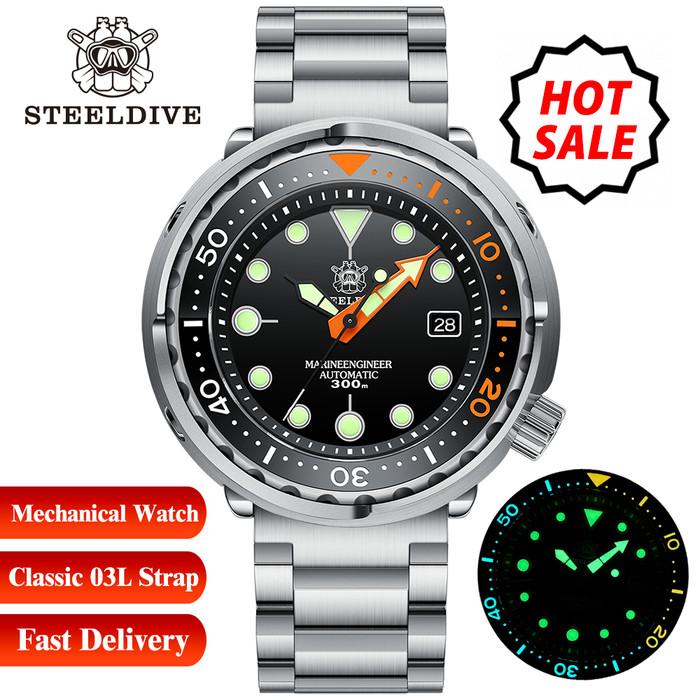 Jam Tangan Pria STEELDIVE SD1975C Classic Mechanical Watch For Men Multicolor Luminous 30Bar Waterpr