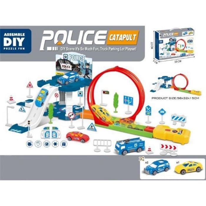Mainan Mobil Polisi Catapult Diy Puzzle