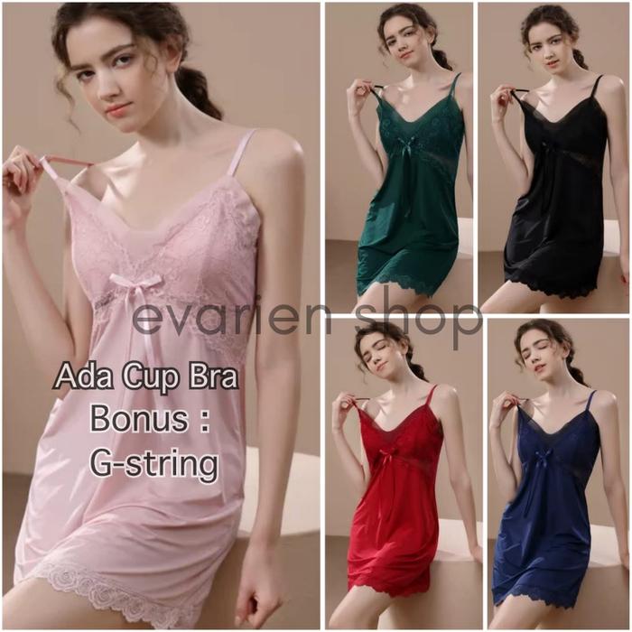 EVARIEN SHOP - 168 Baju Tidur Night Dress Lingerie Seksi BONUS Gstring G String