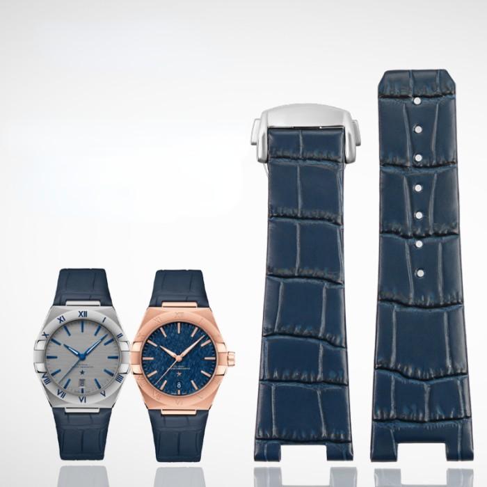 Aksesoris Jam Tangan Aksesoris Jam Tangan Blue Genuine Leather Watch Strap for Omega Constellation S
