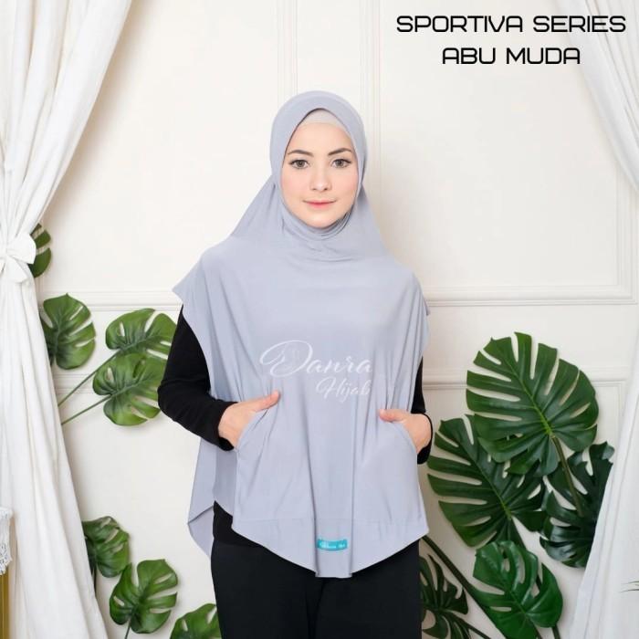 (Allthebest) Hijab Sportiva Jilbab Olahraga original Danra Hijab Hitam Grey Dll