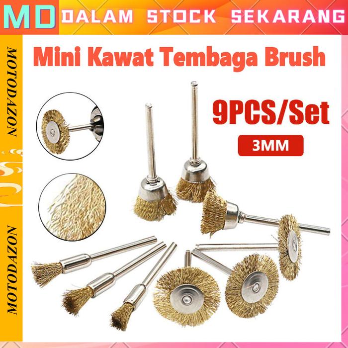 Sikat Kawat 9pcs Set Mata Bor Sikat Kawat Sikat Besi Karat Sikat Baja Untuk Bor Bisa