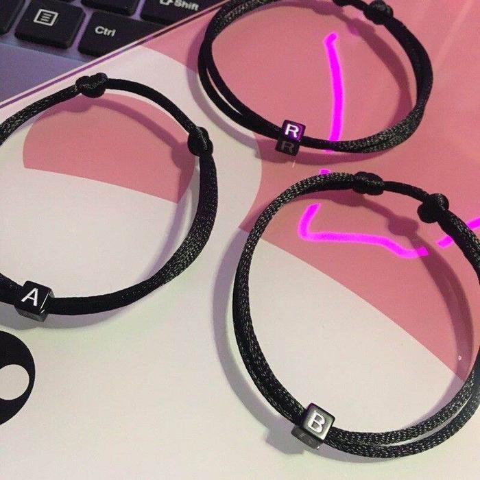 NEW PRODUK!!!! COD (A-T)GELANG CUSTOM INISIAL TALI SATIN Gelang couple / gelang nama /gelang inisial