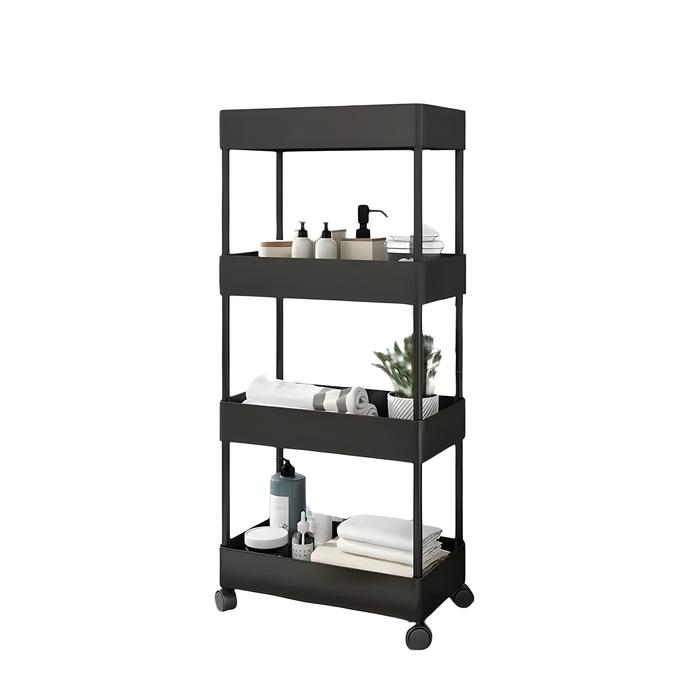 Rak Plastik Serbaguna 4 Susun Square 4 Roda | Trolly Rack Perlengkapan Bayi | Kamar Mandi | Tempat S