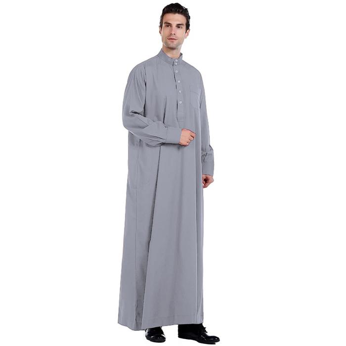 New Fashion Muslim Clothing Thobe Jubba Mens Robe Long Sleeve Saudi Arab Thobe Kaftan Dishdasha Arab