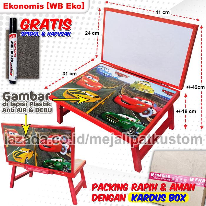 meja belajar lipat kayu anak whiteboard karakter unik lucu papan tulis minimalis multifungsi portabl