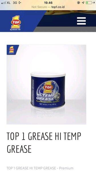 GEMUK TOP ONE 1 WARNA BIRU HI-TEMP ANTI PANAS GREASE BLUE ISI 454 GR