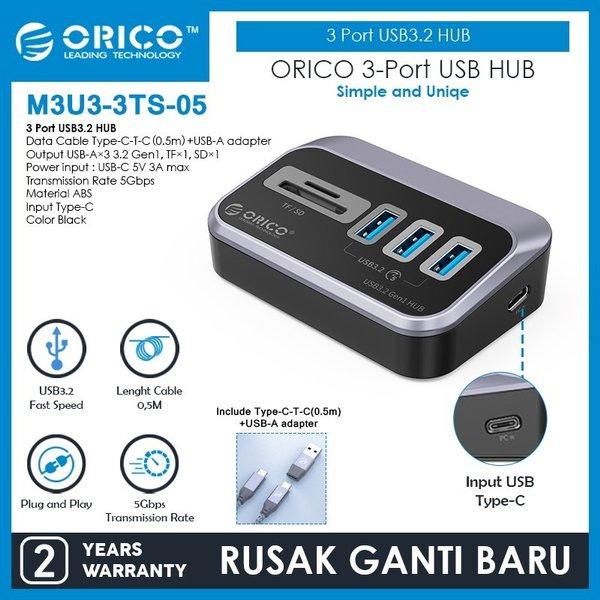 Type-c to Usb A 3.2 hub orico 3 port 5Gbps 50cm cable tf sd card usb-A adapter pd m3u3-3ts-05 - Term
