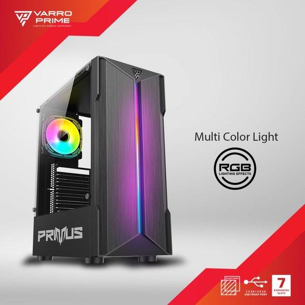 Pc Case Varro Prime Micro-atx tempered glass led strip rgb 120mm usb 3.0 primus - Casing Komputer ga