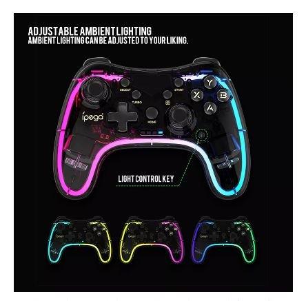 Gamepad controller ipega wireless bluetooth wired type-c turbo rgb w/ telescopic for pc cpu ios ando