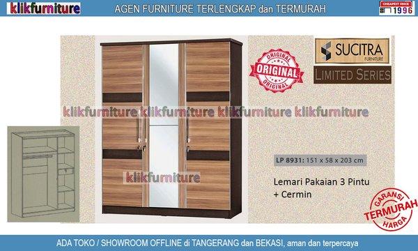 PROMO - LP 8931 Lemari 3 Pintu Minimalis Limited SUCITRA