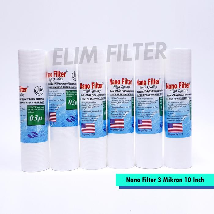 ELIM Filter - Nano Filter 10 inch Sedimen Spun 3 Mikron - 6pcs / Filter Air