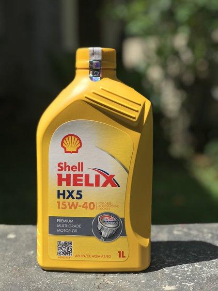 NEW SHELL HELIX HX5 SAE 15W-40 GALON 1 LITER KODE BARCODE VERIFIED RESMI