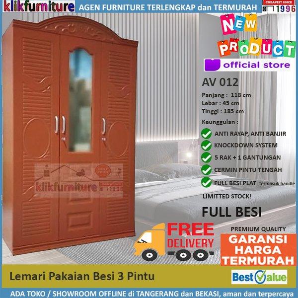 Lemari Pakaian Besi 3 Pintu Coklat FULL PLAT BESI EUROPE 308