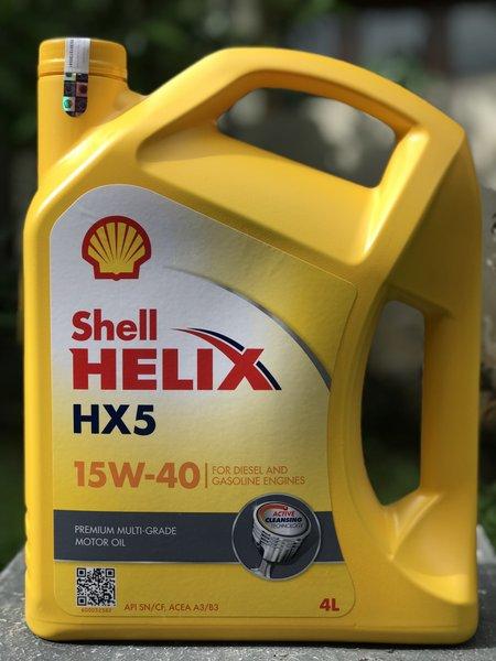 NEW SHELL HELIX HX5 SAE 15W-40 GALON 4 LITER KODE BARCODE VERIFIED RESMI