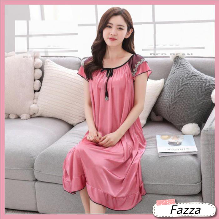 NEW PRODUK!!!! fazza22id Daster tidur renda jumbo / Lingerie sexy jumbo LD 120 cm PY 349 bahan satin