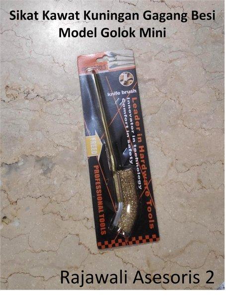 Sikat Kawat Kuningan Gagang Besi Model Golok Mini