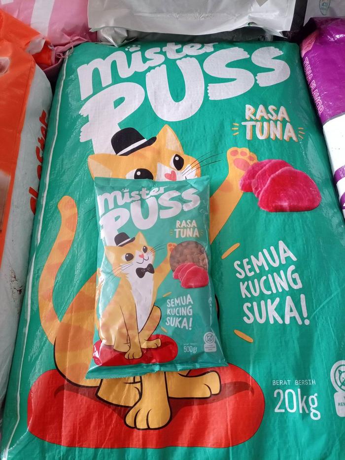 Mister Puss Tuna Salmon Paket 10 pcs | misterpuss makanan kucing mister puss 5kg 500gr x 10pcs