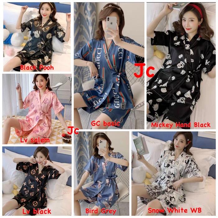 NEW PRODUK!!!! JC- Set Kimono Satin Import HP / Piyama Kimono Terbaru / Stelan tidur kimono Satin Im
