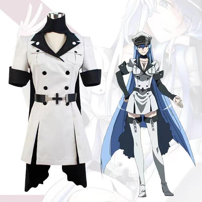Akame Ga KILL Cosplay Esdeath Esdese Cosplay Costume Uniform with Hat Long Wig for Women Party Costu