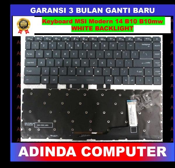 Keyboard MSI Modern 14 B10 MS-14d1 MS14d3 B11M B4MW WHITE BACKLIGHT