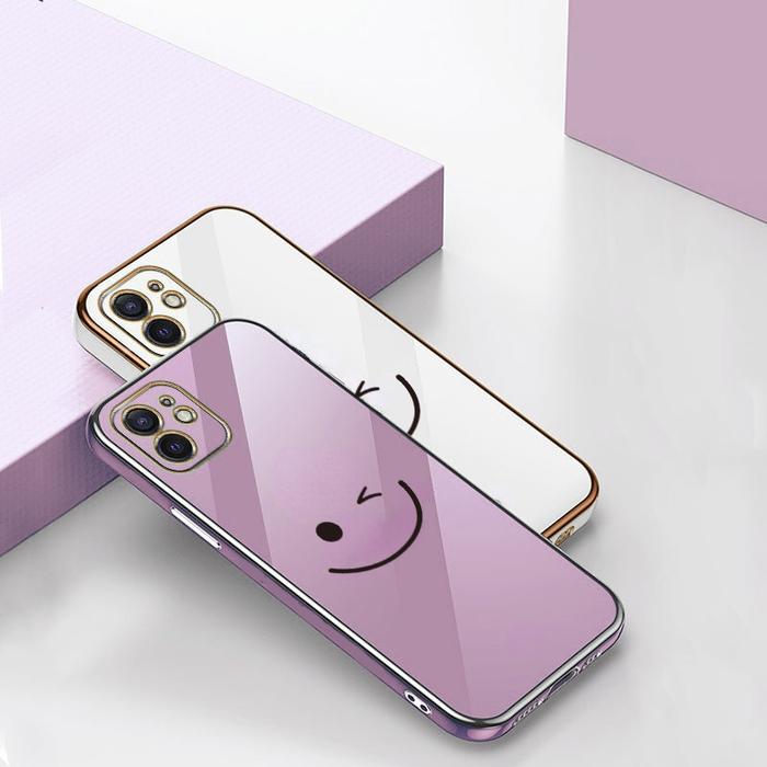 For casing Hp Infinix Smart 7 Cartoon love heart terbaru 2025 hitam Soft Silicone Square Frame Sliny