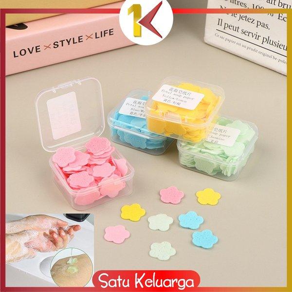 SK-C599 Sabun Kertas Mini Motif Bunga / Sabun Cuci Tangan Kertas Paper Soap Traveling / Sabun Travel