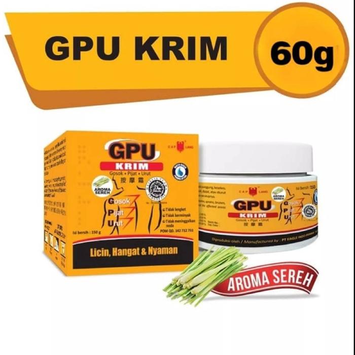 GPU Krim Cream Gpu 60 Gr / 150gr / 250gr- Cream Pijat urut Krim Sereh GPU Jahe Nyeri Otot - UnihStor