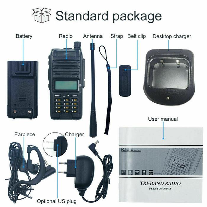 Easygoing【】HT Handy Talky BF A58S Waterproof Tri-Band Radio Walkie Talkie 8W 2800 MAH Ht Jarak Jauh